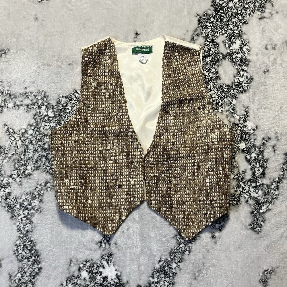 Vintage Coldwater Creek Vest Womens Size M 100% Silk Tweed Academia 90s